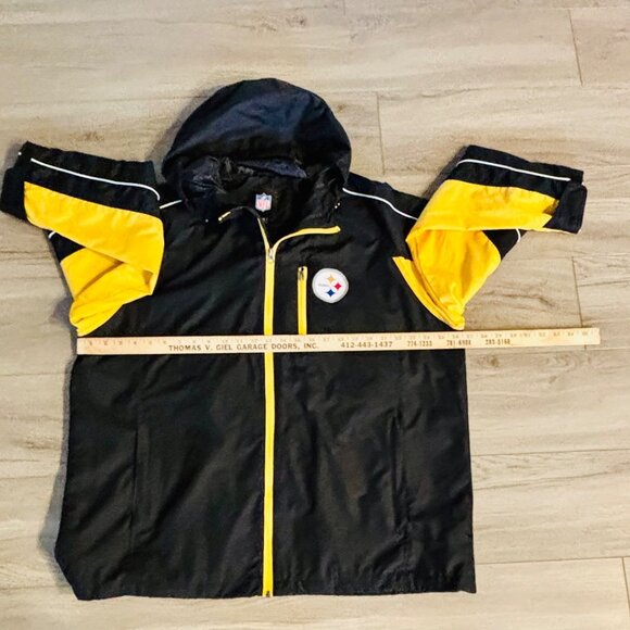Official NFL Men’s XL Pittsburgh Steeler’s Jacket Hooded Football Windbreaker - Picture 12 of 15